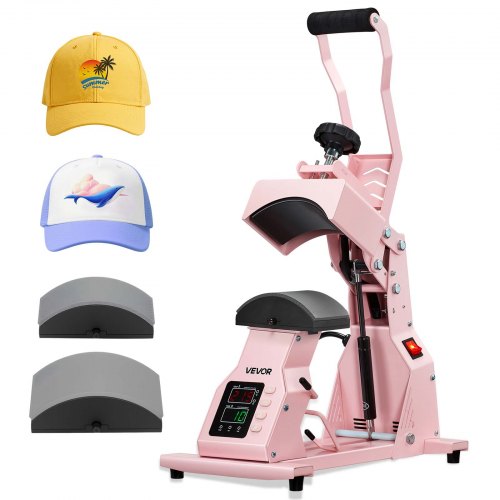 VEVOR Hut-Hitzepresse Hutpresse mit 2 Platten Mützenpresse Kappenpresse Rosa