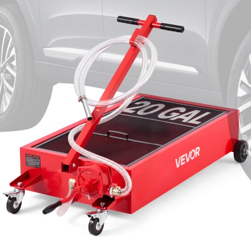 VEVOR Ölablasswanne mit niedrigem Profil, 75,7 L, mit manueller Pumpe, 2,2 m Schlauch & T-Klappgriff, auslaufsicher & korrosionsbeständig, für Autos, SUVs, LKWs, Geländefahrzeuge, rot
