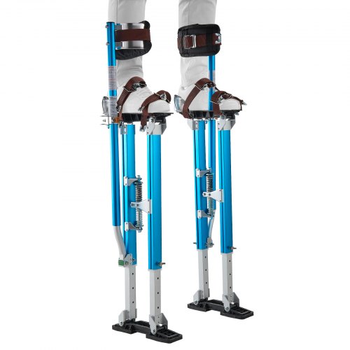VEVOR Trockenbau-Stelzen 615-1023mm, 103kg Belastbare Arbeitsstelzen mit Doppelten Federn Rutschfesten Fußplatten & Spanngurt, Verstellbare Aluminiumstelzen für Trockenbau Deckenbau Baustelle, Blau