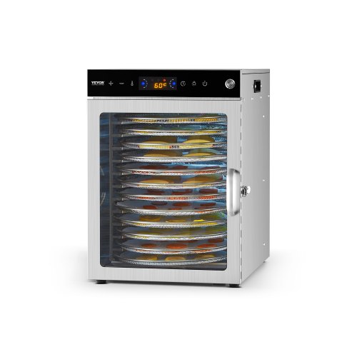 

VEVOR Dörrgerät Dörrautomat 12 Edelstahlschalen, elektrischer 800 W Futtertrockner mit einstellbarer Temperatur, Gefriertrockner für Trockenfleisch Fleisch Obst Gemüse Kräuter Hundeleckerlis
