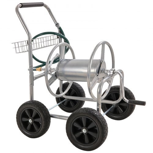 

VEVOR Schlauchtrommelwagen, fasst bis zu 76 m x 1,5 cm Schlauch, Garten-Wasserschlauchwagen, mobile Werkzeuge mit 4 Rädern Stahl zum Pflanzen im Freien mit Aufbewahrungskorb, für Garten, Hof, Rasen