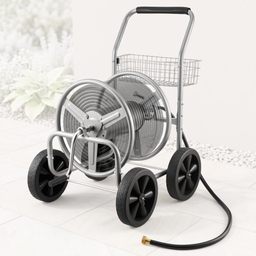VEVOR Waterslangwagen, 91/152 m Hogedruk Tuinslangwagen, Slanghaspel met Vier Wielen, Handvat en Duurzame Netmand, Draagbare Slanghaspel voor Tuinbewatering, Autowassen