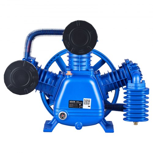 VEVOR Luftkompressor Pumpenkopf 5PS 12bar Druckluft Aggregat 3 Zylinder, Kompressoraggregat für Werkstatt & Garage, Ersatzkopf aus Gusseisen, Zweistufig, 422 L/min Luftdurchsatz, mit Riemenscheibe