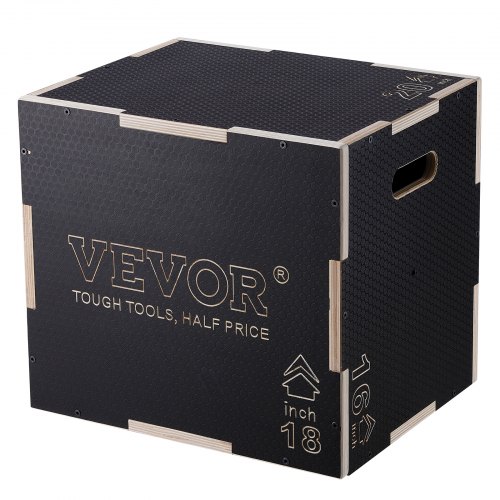 

VEVOR 3-in-1-Plyometrische Sprungbox 20/18/16-Zoll-Plyobox, Sprungkasten Sprungkiste 204 kg Tragfähigkeit, Fitnessübungs-Step-Up-Box für Heimtraining, Sprungkrafttraining Schwarz Einstellbare Höhe