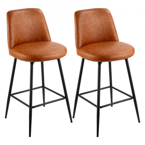 

VEVOR Barhocker Thekenhocker 2 Stk. (98 cm hoch) Küchenstuhl mit Rückenlehne & Metallrahmen, Bistrostuhl (136,1 kg belastbar) Küche Esszimmer Kücheninsel Bar, Barstuhl Küchenhocker Braun
