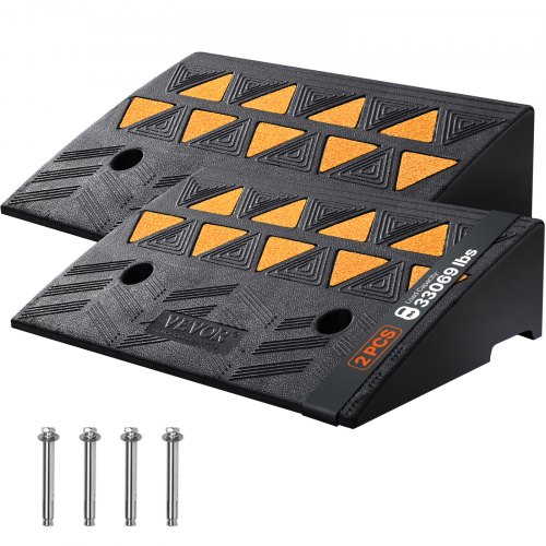 VEVOR 2xSchwellenrampe Vollgummi Türschwellenrampe Max. Tragfähigkeit bis zu 15Tonnen Bordsteinrampe 48,3x33x12,7cm Rollstuhlrampe Auffahrrampe Gummirampe Ideal für unebenen Boden Bordsteinkanten