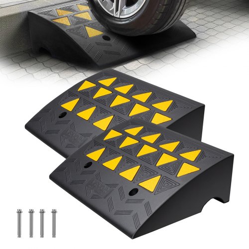 VEVOR 2x Schwellenrampe Vollgummi Türschwellenrampe Max. Tragfähigkeit bis zu 15Tonnen Bordsteinrampe 49,1x37x15,2cm Rollstuhlrampe Auffahrrampe Gummirampe Geeignet für unebenen Boden Bordsteinkanten