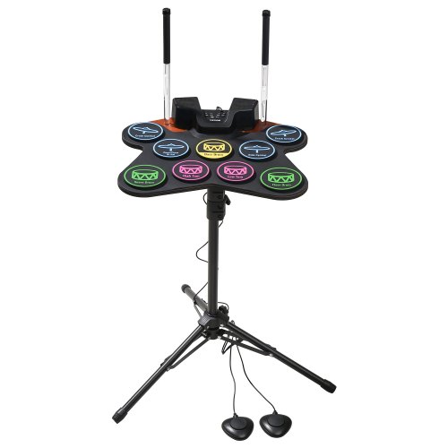 

VEVOR E Drum, 9 Pads, elektronisches Schlagzeug mit Kopfhöreranschluss, Ständer, Doppelpedalen, leuchtenden Drumsticks, integrierten Doppellautsprechern, Instrumentenspielzeug für Kinder ab 5 Jahren