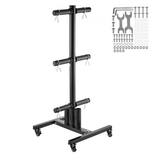 VEVOR Hantelscheibenständer Hantelscheibenbaum für 2-Zoll-Hantelscheiben, Standard-Hantelscheibenbaum Rollbar, Gewichtsaufbewahrungshalter mit einer Tragkraft von 454 kg, Aufbewahrungsständer