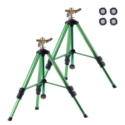 VEVOR Stativ Impulsregner, 2er-Pack, Rasensprenger mit Messingkopf & G3/4 Zoll-Anschluss, 360°-Gartenbewässerung, Sprinkler 430 bis 940 mm Höhenverstellbar, Kreisregner, Sprühregner, Stativregner