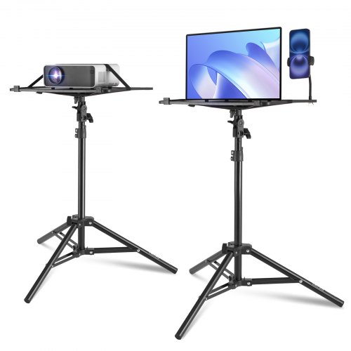

VEVOR Projektorständer Laptopständer-Stativ, höhenverstellbar von 685 bis 1600 mm, tragbares Projektor-Stativ mit Ablage & Schwanenhals-Telefonhalter, für Filme im Freien Büro zu Hause 5 kg belastbar