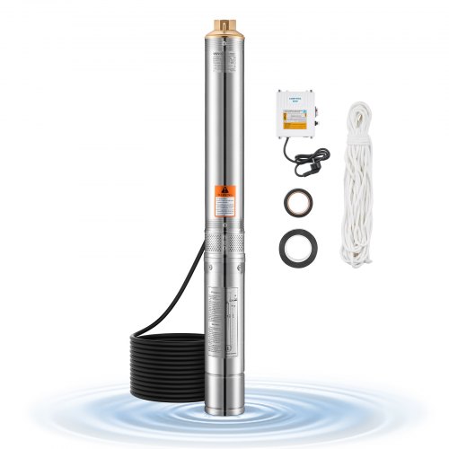 VEVOR Tiefbrunnenpumpe, 1100 W Eingangsleistung, 65 l/min Durchfluss, 85 m Förderhöhe, mit 20 m Kabel, externer Steuerkasten, Tauchpumpe, für industrielle Bewässerung und Heimgebrauch, IP68 SJQSB1100W403CHOEV2