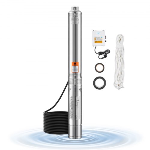 VEVOR Tiefbrunnenpumpe, 1100 W Eingangsleistung, 65 l/min Durchfluss, 85 m Förderhöhe, mit 20 m Kabel, externer Steuerkasten, Tauchpumpe, für industrielle Bewässerung und Heimgebrauch, IP68