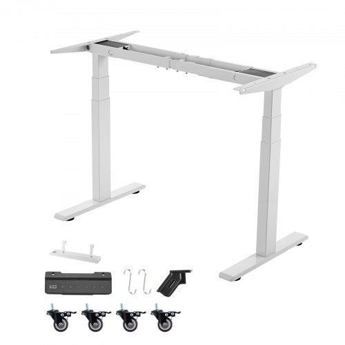 

VEVOR Höhenverstellbarer Schreibtisch Gestell, Elektrisch Tischgestell bis 125kg, 3 Stufige Tischbeine mit 2 Motoren Speicherfunktion Höhenanzeige Kollisionschutz & USB, Tischständer für Büro, Weiß