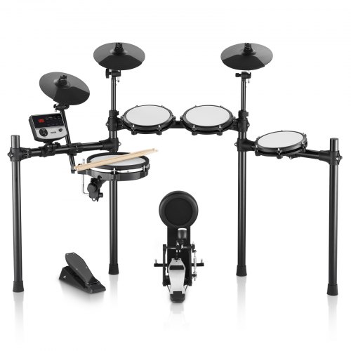 VEVOR E-Drum-Set, 32 Drum-Kits & 480 Sounds Elektronisches Schlagzeug, USB MIDI-unterstütztes 10-Zoll-Leises Mesh-Snare-E-Drum-Set mit 10-Zoll-Becken, Drumsticks und Pedalen, für Anfänger & Erwachsene