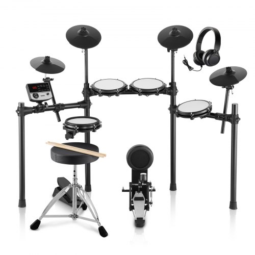 VEVOR E-Drum-Set, 32 Drum-Kits & 480 Sounds Elektronisches Schlagzeug, USB MIDI-unterstütztes 203,2 mm Dual-Trigger-Snare-E-Drum-Set mit 254 mm Becken, Drum-Sticks und Kopfhörer, E-Drums