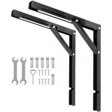VEVOR Schwerlastkonsole klappbar 22 x 24 x 1,8 Zoll 2 Stücke, Wand Klappkonsole Schwarz, Winkel Regalträger Stahl, Klappregalhalterungen 55,8 x 61 x 4,6 cm, 500 lbs Tragfähigkeit, Wandregal Schwerlast