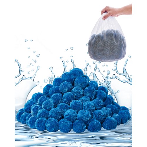

VEVOR Pool-Filterbälle für Sandfilter, 0,71 kg, zum Ersetzen von Pool-Filtersand, blaues Filtermedium aus Polyesterfaser mit Waschbeutel, für Schwimmbecken, Aquarien, Aufstellbecken