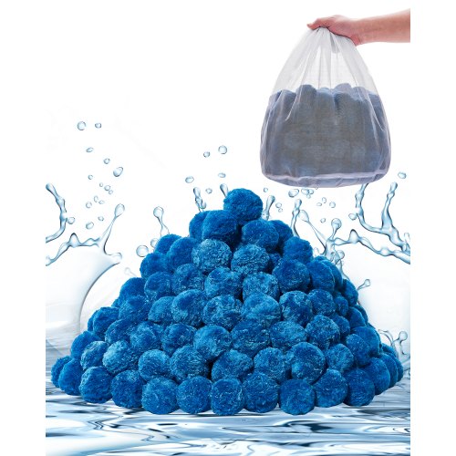 VEVOR Filter Balls für Sandfilter, 1,42 kg, Filterbälle ersetzen Pool-Filtersand, wiederverwendbares blaues Filtermedium aus Polyesterfaser mit Waschbeutel, für Schwimmbecken, Aquarien, Aufstellbecken
