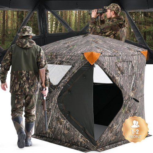 VEVOR Jagdversteck Jagdzelt Bodenversteck für 1–2 Personen Pop-Up-Hirschversteck mit Tragetasche, tragbares & belastbares Jagdzelt, 3 horizontale Fenster für die Hirschjagd