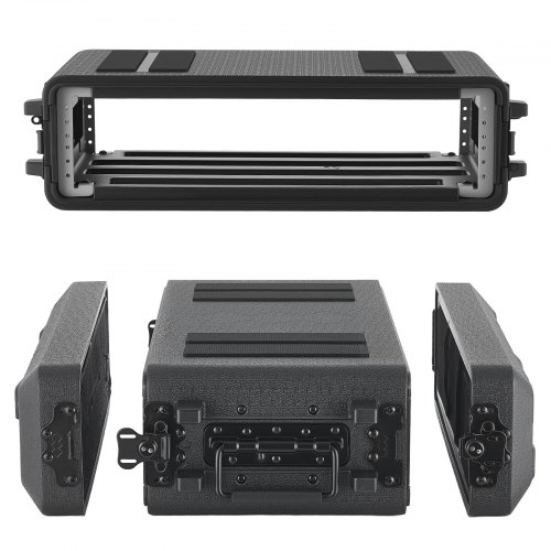 VEVOR 2U Rack Koffer 26 cm Tiefe, Rackcase 22 cm Innentiefe, Rackmount-Flightcase mit Mikrofonfach, Polyethylen-Konstruktion, Versenkten Verschlüssen, für Verstärker, Prozessoren, Controller