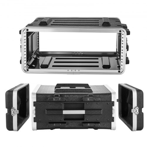 VEVOR 4U Rack-Gehäuse 480 mm, Rack-Koffer Innentiefe 468 mm, Serverschrank aus ABS-Kunststoff, Versenkte Drehverschlüsse, Abnehmbare Vorder- & Rückseite, für Verstärker Prozessoren Controller