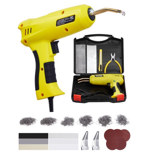 

VEVOR Kunststoff Schweißgerät, 220 W Schweißpistole mit 1200 Heißklammern und 76 Schweißstäben, Kunststoff Reparatur Set mit LED-Licht, Tragetasche für Kajaks, Spielzeuge, Auto-Stoßstangenreparatur