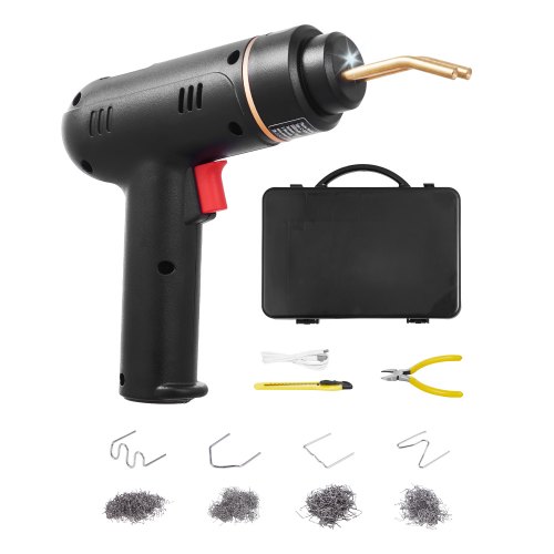 

VEVOR Kunststoff Schweißgerät, 120 W Schweißpistole mit 400 Stk. 4 Arten Heißklammern, Kunststoff Reparatur Set für Kunststoff-Autostoßstangen für Kajaks, Spielzeuge, Reparatur von Kunststoffrissen