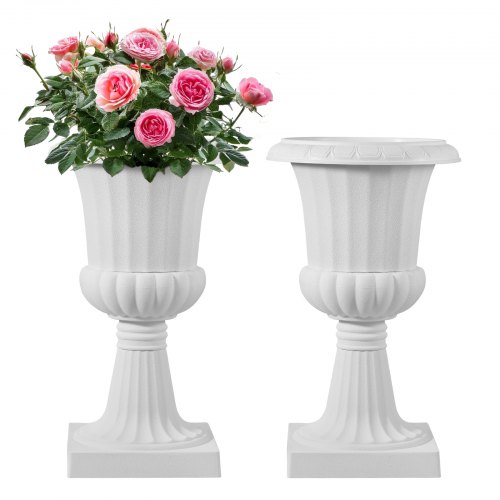 VEVOR Blumenspindel aus Kunststoff, 25x42 cm, 2er-Pack, Pflanzpokal. Pflanzkübel, Pflanzschale, weiße Blumentöpfe, für die Veranda, Hochzeit, Party, Zuhause, Bühne, Balkon, Terrassendekoration