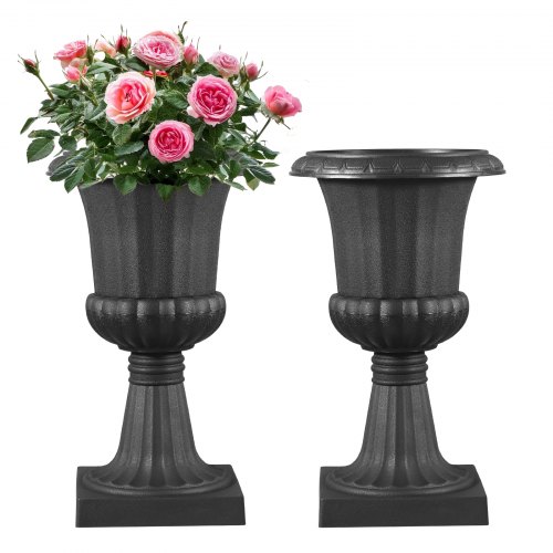VEVOR Blumenspindel aus Kunststoff, 25x42 cm, 2er-Pack, Pflanzpokal. Pflanzkübel, Pflanzschale, schwarze Blumentöpfe, für die Veranda, Hochzeit, Party, Zuhause, Bühne, Balkon, Terrassendekoration