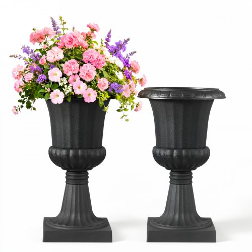 VEVOR Blumenspindel aus Kunststoff, 25x42 cm, 2er-Pack, Pflanzpokal. Pflanzkübel, Pflanzschale, schwarze Blumentöpfe, für die Veranda, Hochzeit, Party, Zuhause, Bühne, Balkon, Terrassendekoration