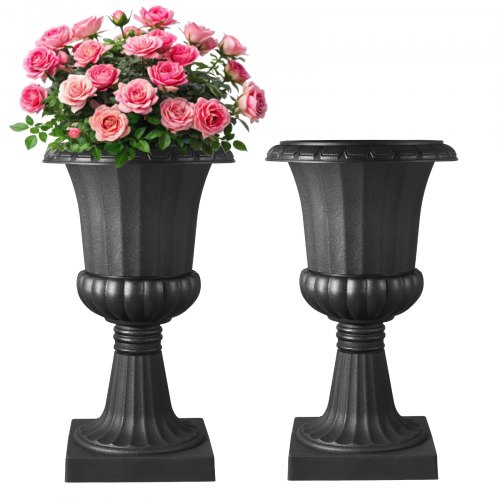 VEVOR Blumenspindel aus Kunststoff, 40x67 cm, 2er-Pack, Pflanzpokal. Pflanzkübel, Pflanzschale, schwarze Blumentöpfe, für die Veranda, Hochzeit, Party, Zuhause, Bühne, Balkon, Terrassendekoration
