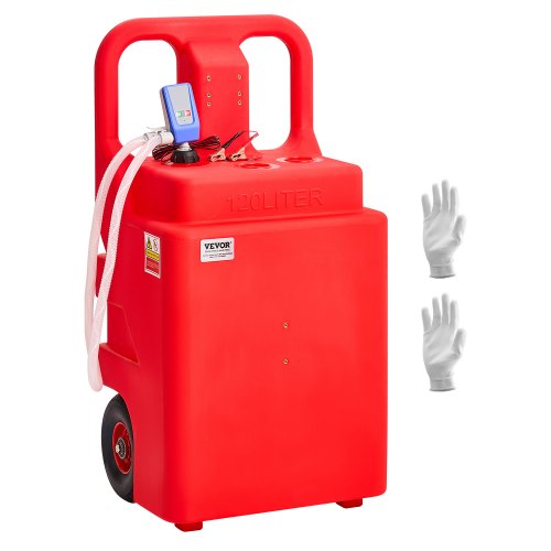 VEVOR Kraftstofftrolley, 121 L, Kraftstoffkanister mit 9,46 L/min elektrischer Kraftstofftransferpumpe, 1,2 m Förderschlauch & Auto-Stop-Sensordüse, Tankadapter, geeignet für Diesel & Benzin, rot SLJYCDDBCYQY06LKB001V9