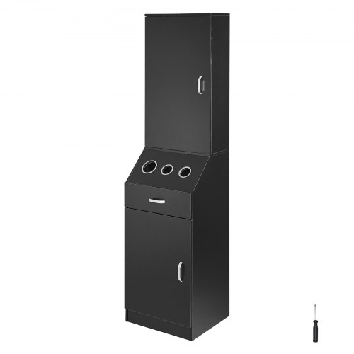 

VEVOR Salon-Aufbewahrungsschrank, Friseursalon-Station für Friseure, Friseurstation-Set, mit 3 Haartrocknerhaltern, Schränken und einer Schublade, schwarz, 44 x 40 x 180 cm