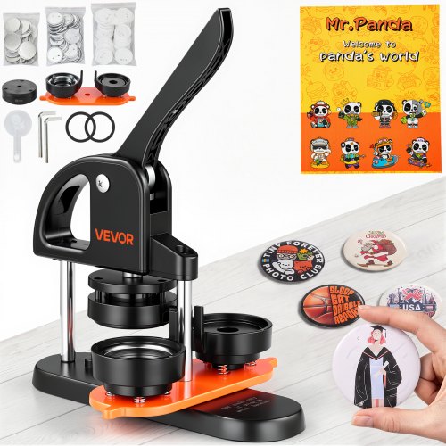 VEVOR Buttonmaschine Knopfmachermaschine 58mm 100 Stk. Badge Punch Press, Buttonpresse, DIY Badge Press Machine Button Badge Maker für Personalisiertes Abzeichen inkl. Zauberbuch und Kreisschneider