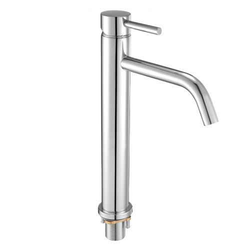 VEVOR Einhebelspültischarmatur, verchromter silberner Wasserhahn für Küchenspüle, Küchenwasserarmatur mit Druckknopfablauf, geeignet für Badezimmer Wohnmobil, Bar, Wasserhahn mit hohem Bogen