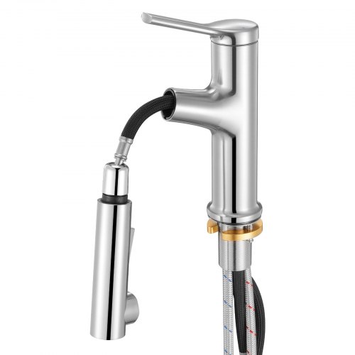 VEVOR Waschtischarmatur Wasserhahn aus gebürstetem Nickel & Edelstahl, Waschbeckenarmatur Küchenwasserarmaturen mitAusziehbrause wassersparend, Einhebelmischer für Badezimmer Wohnmobil Bar-Spüle