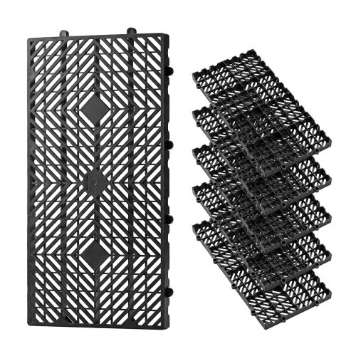 VEVOR 6x Kunststoffpaletten 600x300x30 mm, Nestbare Leichtpaletten mit 1000 kg/㎡ Statischer Traglast, Industriepaletten mit Gitterstruktur Schnappverbindung, Bodenpaletten für Lager Garage Supermarkt