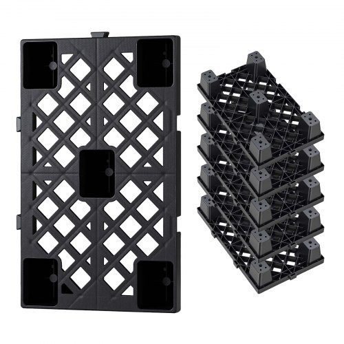 VEVOR 6x Kunststoffpaletten 500x305x100 mm, Nestbare Leichtpaletten mit 1000 kg/㎡ Statischer Traglast, Industriepaletten mit Gitterstruktur Schnappverbindung, Bodenpaletten für Lager Garage Supermarkt