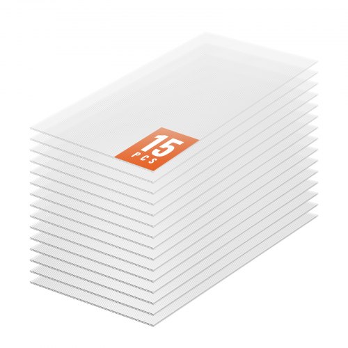 

VEVOR 15er-Set Gewächshausplatten aus Polycarbonat, 1210 x 605 x 6 mm Stegplatten, wasserdichte UV-geschützte gewellte Hohlkammerplatten, schlagfeste, transparente Dachplatten für Gewächshaus/Garten