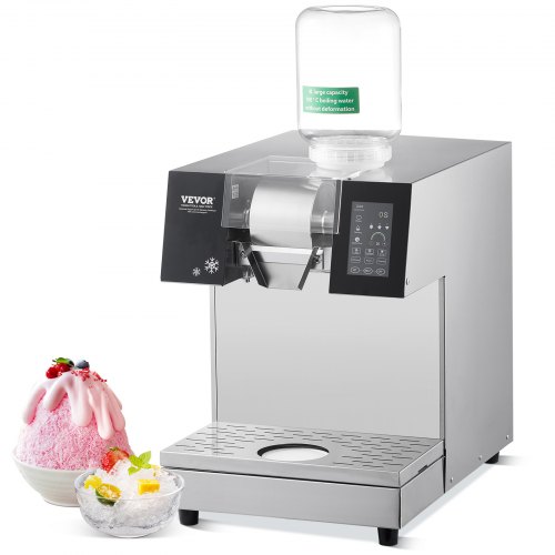 VEVOR Kommerzielle Schneeflocken-Eismaschine Schneeeisbereiter, 240 kg/24h Schneeflocken-Eismaschine, Edelstahl-Eisrasierer, elektrischer Schneekegel-Maker, Flüssigkeitskühlsystem mit Touch-LCD