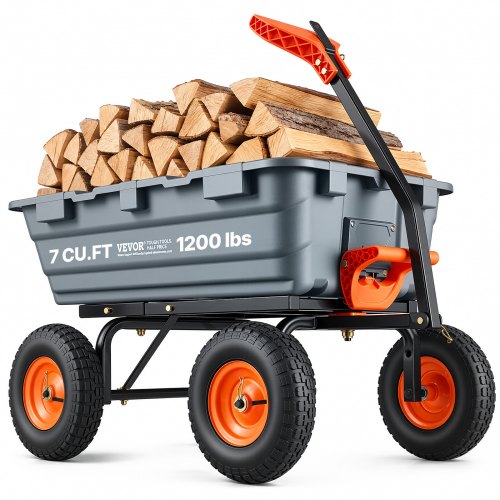 VEVOR Transportwagen, Gartenkarre mit leicht zu montierendem Stahlrahmen, Gartenwagen mit umwandelbarem 2-in-1-Griff, Mehrzweck-Schubkarre mit 680 kg Kapazität, 33 cm Reifen