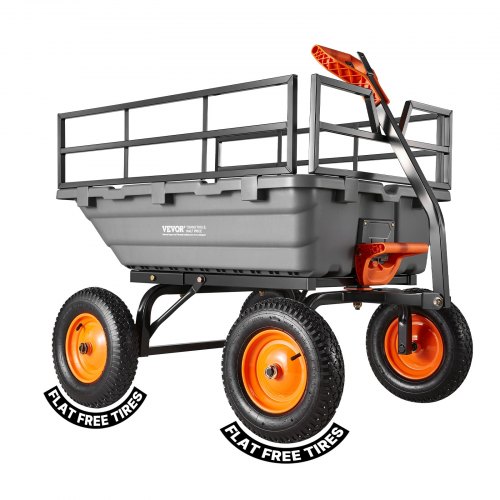 VEVOR Gartenwagen 680 kg, Transportwagen mit Kippfunktion, Handwagen mit 2-in-1-Kippgriff, Transportkarre, Handkarre, Bollerwagen, Bastelwagen, Kippwagen für Pflanzen, Erde & Erntegut