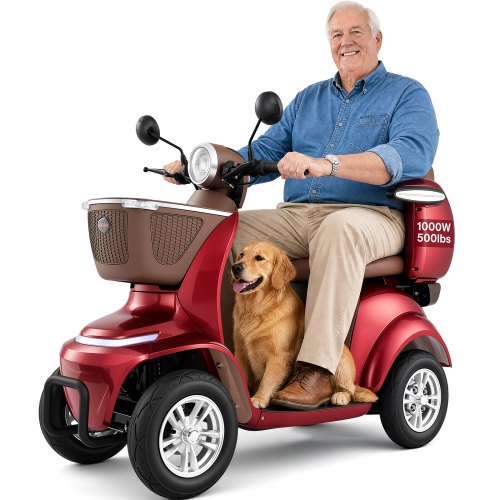 VEVOR Elektromobil mit 4 Rädern, Mobilitätsroller 227 kg Tragkraft, Seniorenmobil 35 km Reichweite mit 3 Gang, 1000 W elektrischer Freizeit-Rollstuhl für jedes Gelände, max. Steigfähigkeit 20°