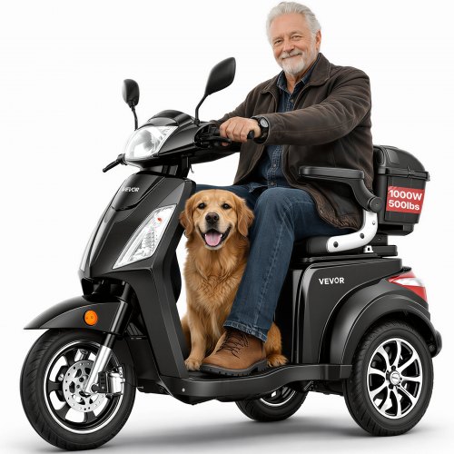 VEVOR Elektromobil mit 3 Rädern für Senioren & Erwachsene, 227 kg Tragkraft, Mobilitätsrolle 35 km Reichweite mit 3 Geschwindigkeiten, 1000 W Seniorenmobil, max. Steigfähigkeit 20°