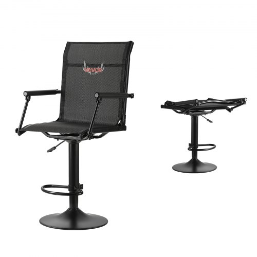 

VEVOR Faltstuhl Campingstuhl Anglerstuhl mit gepolsterten Armlehnen, höhenverstellbarer Klappstuhl Gartenstuhl (136 kg belastbar) 360° geräuschlos drehbar, für Picknick Garten Outdoor Angeln
