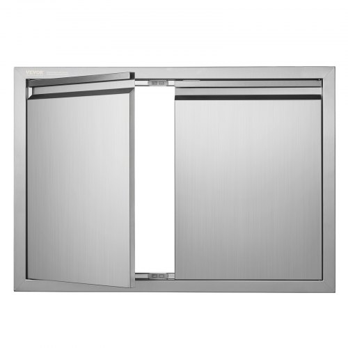 

VEVOR Grill-Zugangstür, 762 x 532 x 45 mm, Doppelte Außenküchentür, Flächenbündig Montierte Edelstahltür, Vertikale Wandtür mit Versenkbaren Griffen, für Grillinsel, Grillstation, Außenschrank usw.