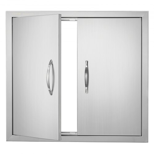

VEVOR Grill-Zugangstür, 660 x 609 mm, Doppelte Außenküchentür, Flächenbündig Montierte Edelstahltür, Vertikale Wandtür mit Griffen, für Grillinsel, Grillstation, Außenschrank