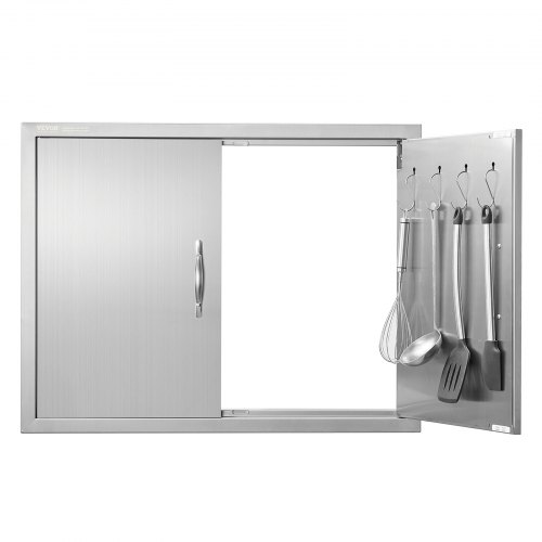 

VEVOR Grill-Zugangstür, 787 x 609 mm, Doppelte Außenküchentür, Flächenbündig Montierte Edelstahltür, Doppelwandige vertikale Tür mit Griffen und Haken, für Grillinsel, Grillstation, Außenschrank