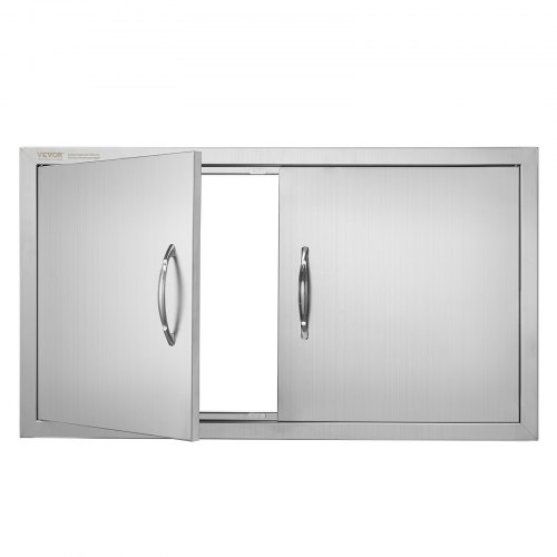 

VEVOR Grill-Zugangstür, 863 x 482 x 46 mm, Doppelte Außenküchentür, Flächenbündig Montierte Edelstahltür, Vertikale Wandtür mit Griffen, für Grillinsel, Grillstation, Außenschrank usw.